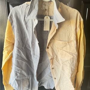 Together Women's Lightweight Shirt Jacket - Gray and Yellow